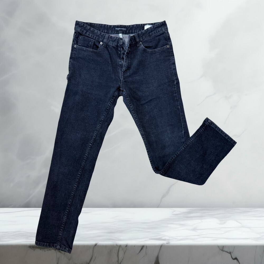 Emporio Armani Black Slim Denim Jeans – Italian Minimalist Classic 🖤